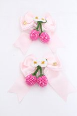 画像1: BABY,THE STARS SHINE BRIGHT / ゆらゆらいちごのStrawberry Gardenリボンクリップ  白ｘピンク S-26-08-21-1005-BA-AC-AS-ZS (1)