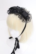 画像1: GOTH / バラレースリボンヘッドドレス  黒 S-26-08-21-1007-GO-AC-HR-ZS (1)