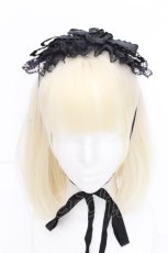 画像2: GOTH / バラレースリボンヘッドドレス  黒 S-26-08-21-1007-GO-AC-HR-ZS (2)