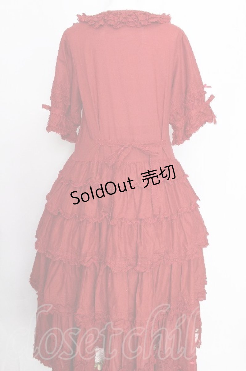 画像2: PINK HOUSE / Berry Rose刺繍入りパッチワーク風ワンピース F 赤 S-26-08-21-014-LO-OP-AS-ZS (2)