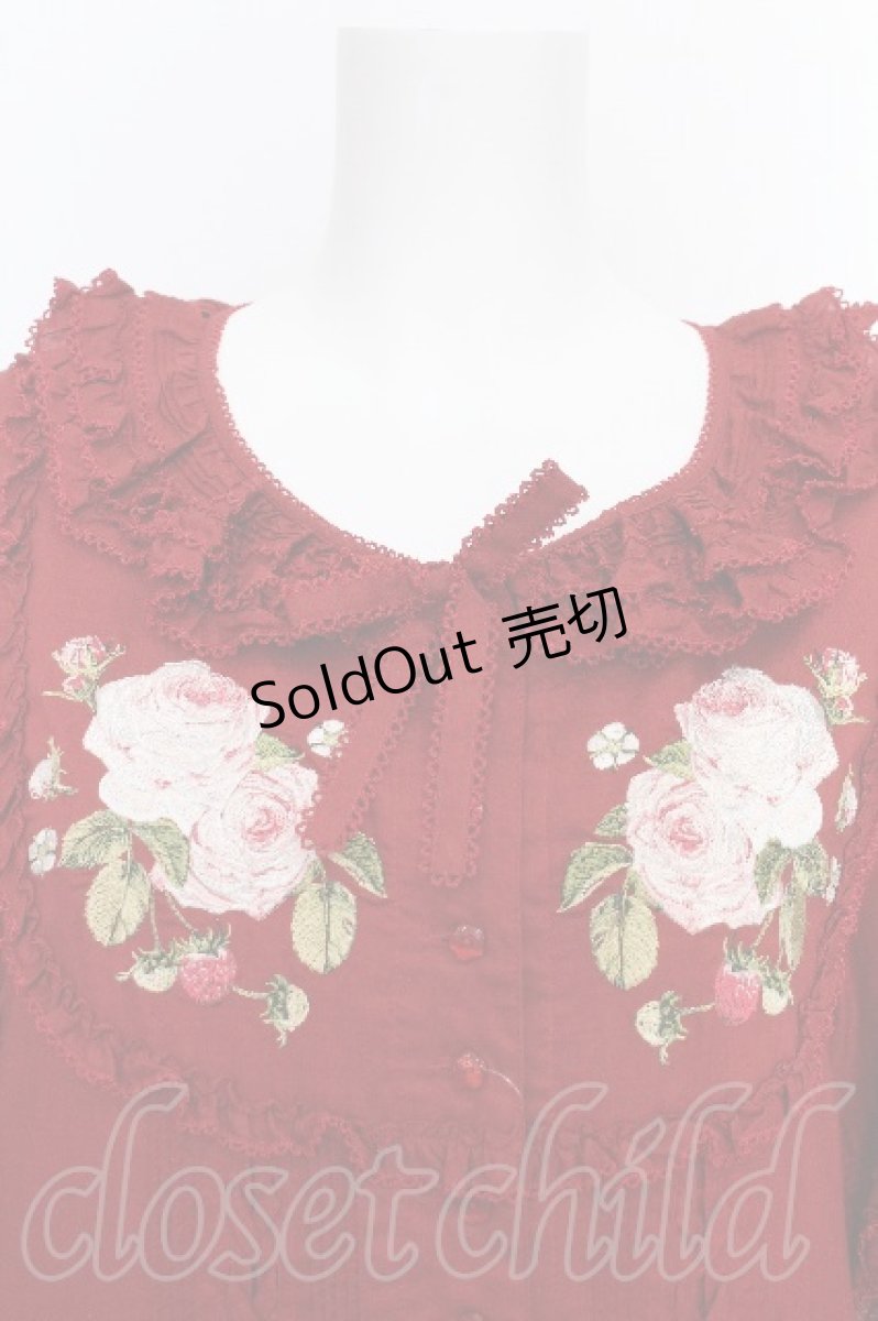 画像4: PINK HOUSE / Berry Rose刺繍入りパッチワーク風ワンピース F 赤 S-26-08-21-014-LO-OP-AS-ZS (4)