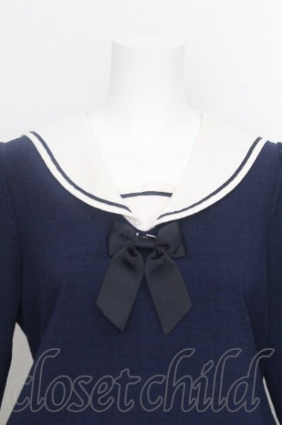 Innocent World White / セーラーカラーAラインワンピース L 紺 S-26