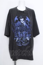 画像1: TRAVAS TOKYO / ピアス付イラスト加工半袖Tシャツ  グレーｘ青 S-26-08-22-024-PU-TO-AS-ZS (1)