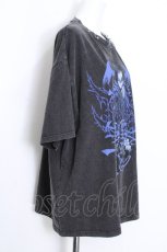 画像3: TRAVAS TOKYO / ピアス付イラスト加工半袖Tシャツ  グレーｘ青 S-26-08-22-024-PU-TO-AS-ZS (3)