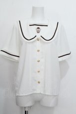 画像1: Amavel / Twinkle Bears セーラーブラウス  白ｘブラウン S-26-08-22-007-CA-BL-HR-ZS (1)