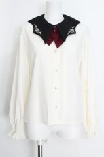 画像1: axes femme POETIQUE / リボン付きコウモリカラーブラウス  オフ S-26-08-22-011-AX-BL-HR-ZS (1)