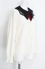 画像2: axes femme POETIQUE / リボン付きコウモリカラーブラウス  オフ S-26-08-22-011-AX-BL-HR-ZS (2)