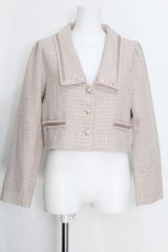 画像1: axes femme POETIQUE / ツィードショートジャケット  ピンクベージュ S-26-08-22-012-AX-JA-HR-ZS (1)