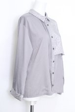 画像2: axes femme / ジャカード切替プリーツシャツ  グレー S-26-08-22-017-AX-BL-HR-ZS (2)