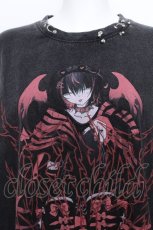 画像2: TRAVAS TOKYO / ピアス付イラスト加工半袖Tシャツ  グレーｘ赤 S-26-08-22-023-PU-TO-AS-ZS (2)