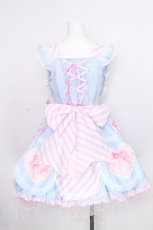 画像2: BABY,THE STARS SHINE BRIGHT / Heart Bunny Parade ストライプジャンパースカート  サックスｘピンク S-26-08-23-059-BA-OP-AS-ZS (2)