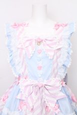 画像3: BABY,THE STARS SHINE BRIGHT / Heart Bunny Parade ストライプジャンパースカート  サックスｘピンク S-26-08-23-059-BA-OP-AS-ZS (3)