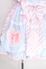画像4: BABY,THE STARS SHINE BRIGHT / Heart Bunny Parade ストライプジャンパースカート  サックスｘピンク S-26-08-23-059-BA-OP-AS-ZS (4)