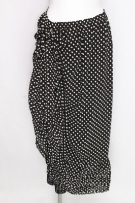 Preview of 裾フリルシフォンドットスカート  黒ｘオフ