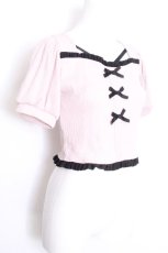 画像2: pium / フロントリボンフリルカットソー  ピンク S-26-08-27-013-LO-TO-AS-ZS (2)