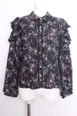 画像1: axes femme POETIQUE / ラッフルフリルブラウス  黒 S-26-08-27-020-AX-BL-HR-ZS (1)