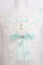 画像3: DearMyLove / 推しリボンテーラードセーラー襟ブラウス  白ｘミント S-26-08-30-022-GO-BL-HR-ZS (3)