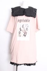 画像1: Ank Rouge / 付け襟BIGTシャツ  ピンク S-26-08-31-034-CA-TS-AS-ZS (1)