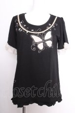 画像1: axes femme / ちょうちょ刺繍半袖プルオーバー  黒 S-26-08-31-037-AX-SK-HR-ZS (1)