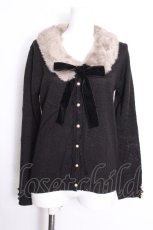 画像1: axes femme / ファー付きカーディガン  黒 S-26-08-31-038-AX-TO-HR-ZS (1)