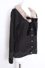 画像2: axes femme / ファー付きカーディガン  黒 S-26-08-31-038-AX-TO-HR-ZS (2)