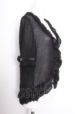 画像2: axes femme / フリルレース半袖カーディガン  黒 S-26-08-31-044-AX-TO-HR-ZS (2)