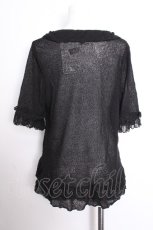 画像3: axes femme / フリルレース半袖カーディガン  黒 S-26-08-31-044-AX-TO-HR-ZS (3)