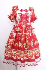 画像1: BABY,THE STARS SHINE BRIGHT / Love’s Strawberry Afternoon Tea柄 ワンピース  赤 S-26-08-31-047-BA-OP-HR-ZS (1)