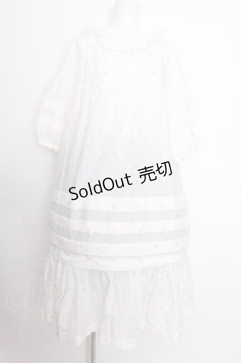 画像1: Jane Marple / Margaret embroidery empireドレス  白 S-26-08-31-049-JM-OP-AS-ZS (1)