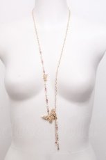 画像1: axes femme / 薔薇装飾蝶々ネックレス  ゴールド S-26-09-01-022-AX-AC-HR-ZS (1)