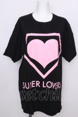 画像1: SUPER LOVERS / ハートプリントTシャツ  黒ｘピンク S-26-09-02-025-PU-TS-HR-ZS (1)