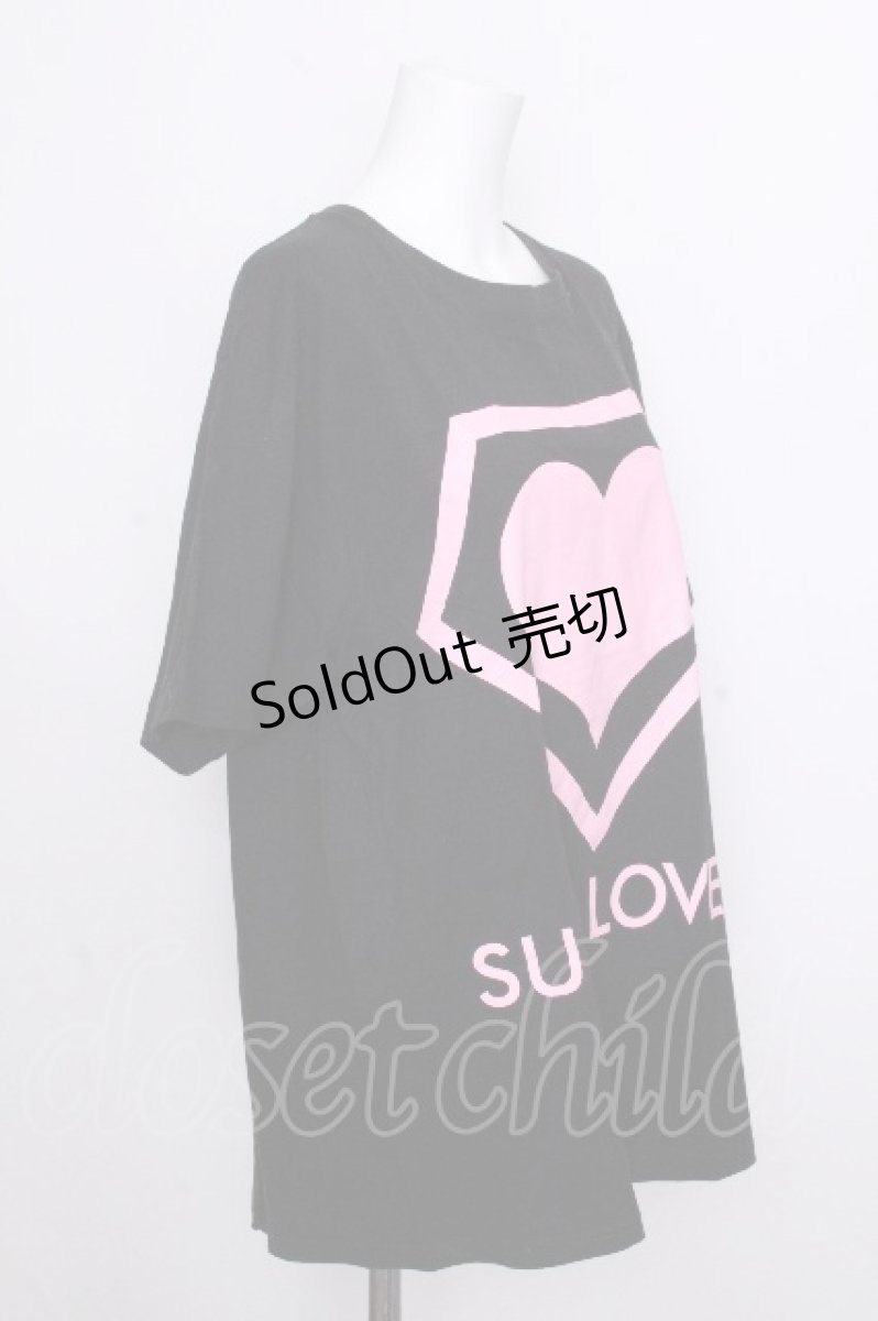 画像3: SUPER LOVERS / ハートプリントTシャツ  黒ｘピンク S-26-09-02-025-PU-TS-HR-ZS (3)