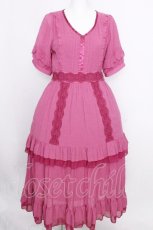 画像1: axes femme / レースラインティアードワンピース  ピンク S-26-09-02-031-AX-OP-HR-ZS (1)