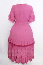 画像2: axes femme / レースラインティアードワンピース  ピンク S-26-09-02-031-AX-OP-HR-ZS (2)