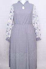 画像1: axes femme / 花柄切替カットワンピース  サックス S-26-09-02-037-AX-OP-HR-ZS (1)