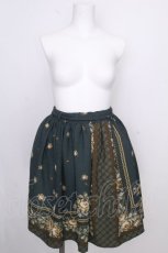 画像1: axes femme / スカーフパネル花柄スカート  グリーン S-26-09-02-045-AX-SK-HR-ZS (1)