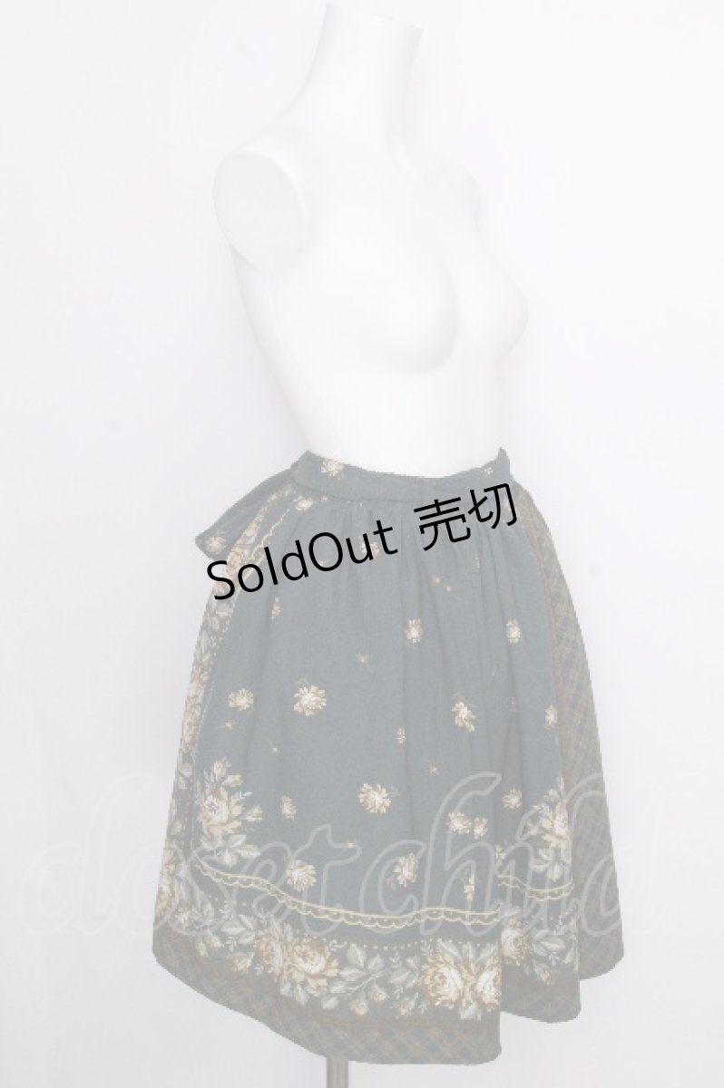 画像3: axes femme / スカーフパネル花柄スカート  グリーン S-26-09-02-045-AX-SK-HR-ZS (3)