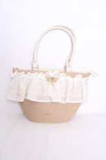 画像1: axes femme / レースフリルかごトート  ベージュ S-26-09-04-033-AX-BG-HR-ZS (1)