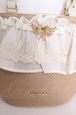 画像2: axes femme / レースフリルかごトート  ベージュ S-26-09-04-033-AX-BG-HR-ZS (2)