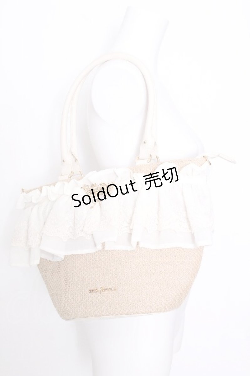 画像6: axes femme / レースフリルかごトート  ベージュ S-26-09-04-033-AX-BG-HR-ZS (6)
