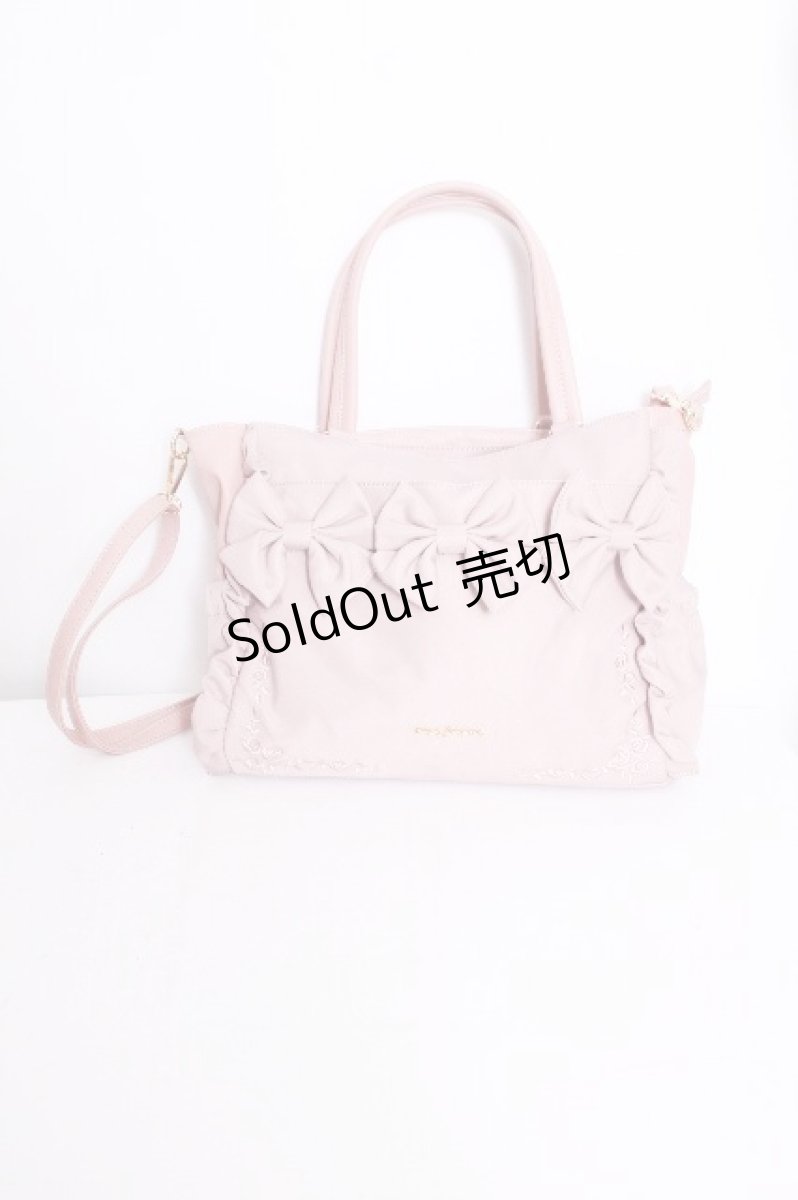 画像1: axes femme / 撥水ナイロン連リボントート  ピンク S-26-09-04-035-AX-BG-HR-ZS (1)