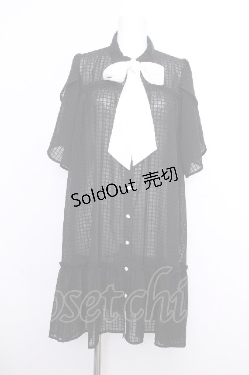 画像1: axes femme / シアーチェックチュニックワンピース  黒 S-26-09-04-041-AX-OP-HR-ZS (1)