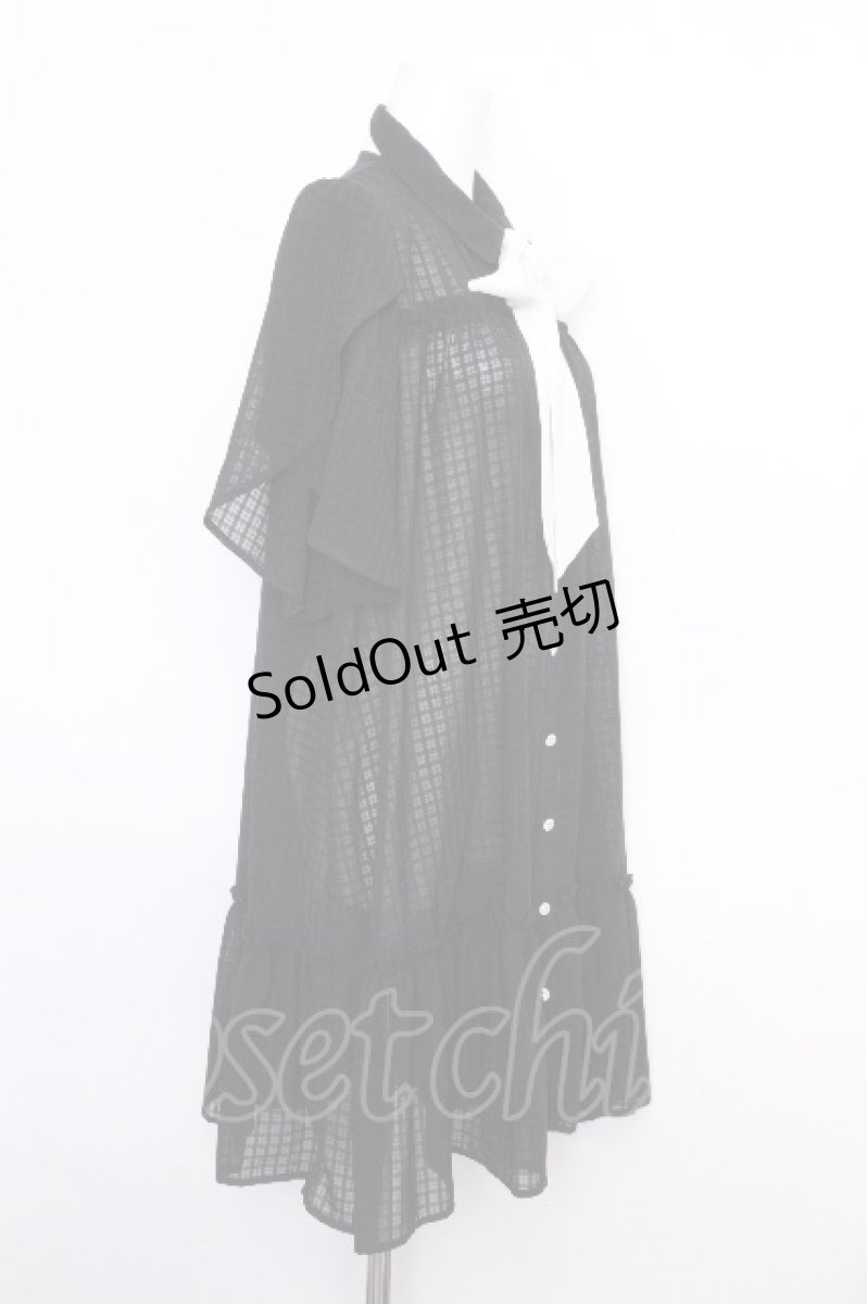 画像2: axes femme / シアーチェックチュニックワンピース  黒 S-26-09-04-041-AX-OP-HR-ZS (2)