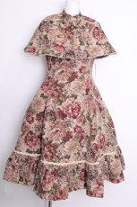 画像1: Victorian maiden / 薔薇ゴブランタペストリーケープ付きスリーブレスドレス  ボルドー S-26-09-04-050-CL-OP-AS-ZS (1)