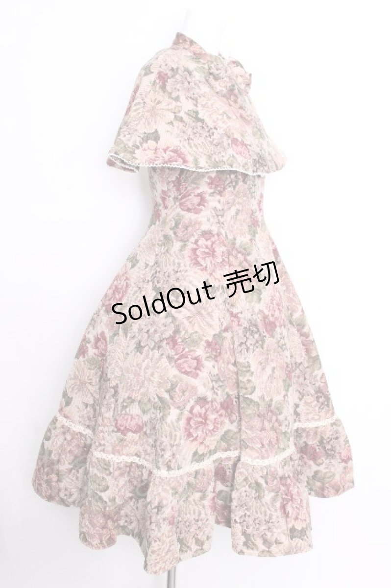画像2: Victorian maiden / 薔薇ゴブランタペストリーケープ付きスリーブレスドレス  ボルドー S-26-09-04-050-CL-OP-AS-ZS (2)