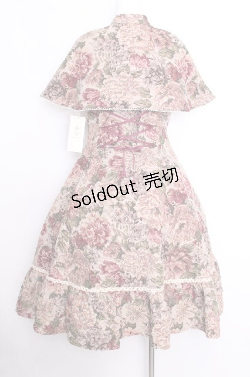 画像3: Victorian maiden / 薔薇ゴブランタペストリーケープ付きスリーブレスドレス  ボルドー S-26-09-04-050-CL-OP-AS-ZS (3)