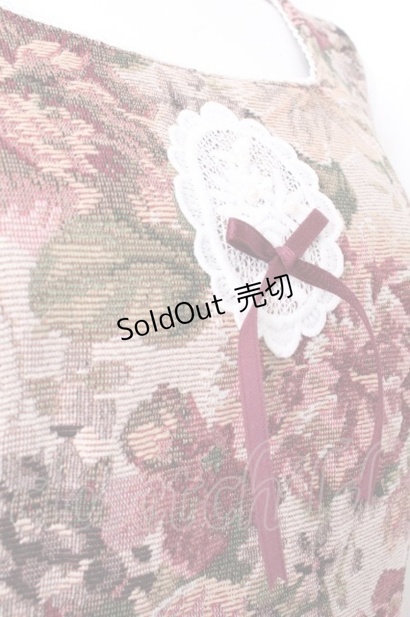 画像9: Victorian maiden / 薔薇ゴブランタペストリーケープ付きスリーブレスドレス  ボルドー S-26-09-04-050-CL-OP-AS-ZS (9)