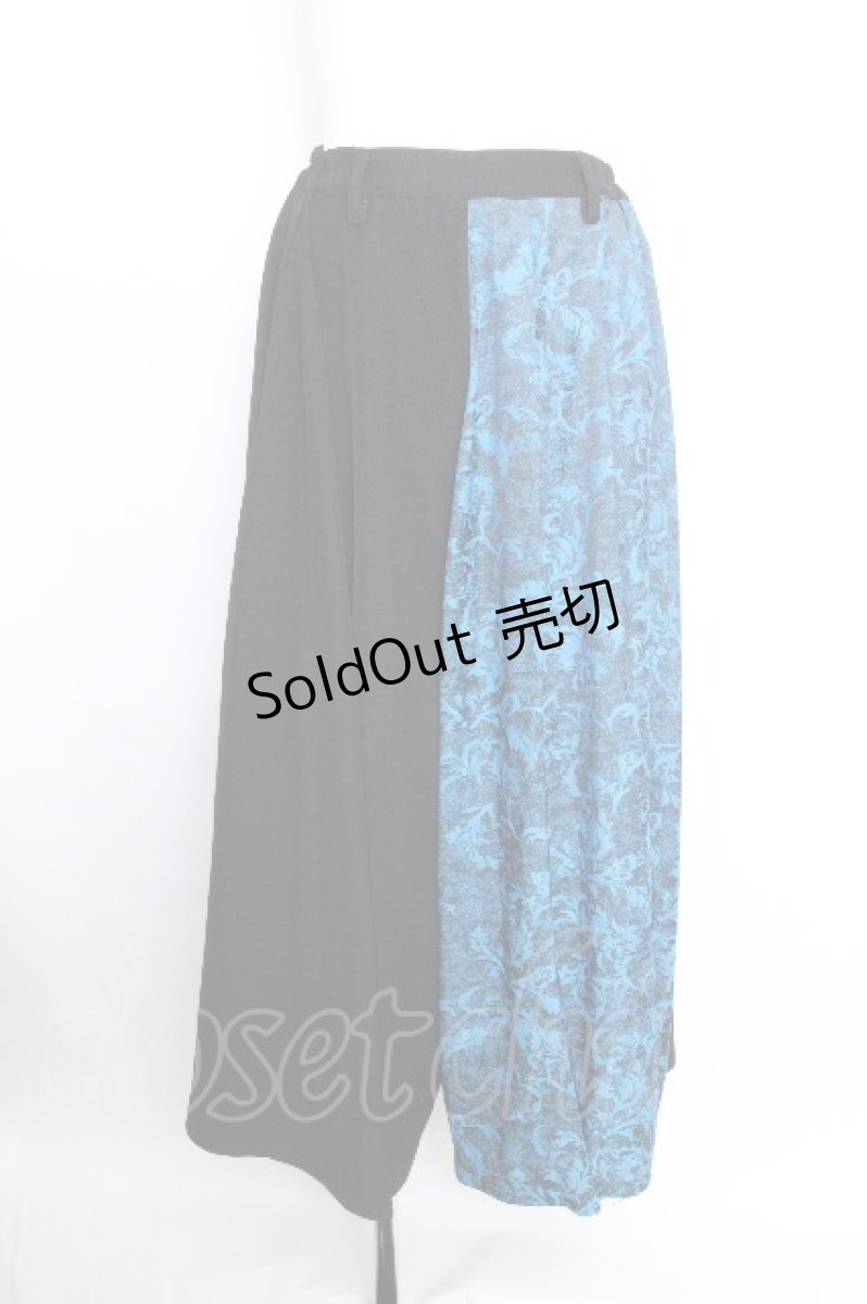画像1: Deorart / GOTH CHINA　HAKAMA風 アシンメトリ-ワイドパンツ  黒ｘ青 S-26-09-04-060-PU-PA-AS-ZS (1)