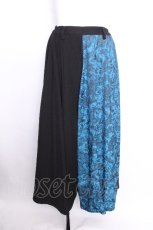 画像1: Deorart / GOTH CHINA　HAKAMA風 アシンメトリ-ワイドパンツ  黒ｘ青 S-26-09-04-060-PU-PA-AS-ZS (1)