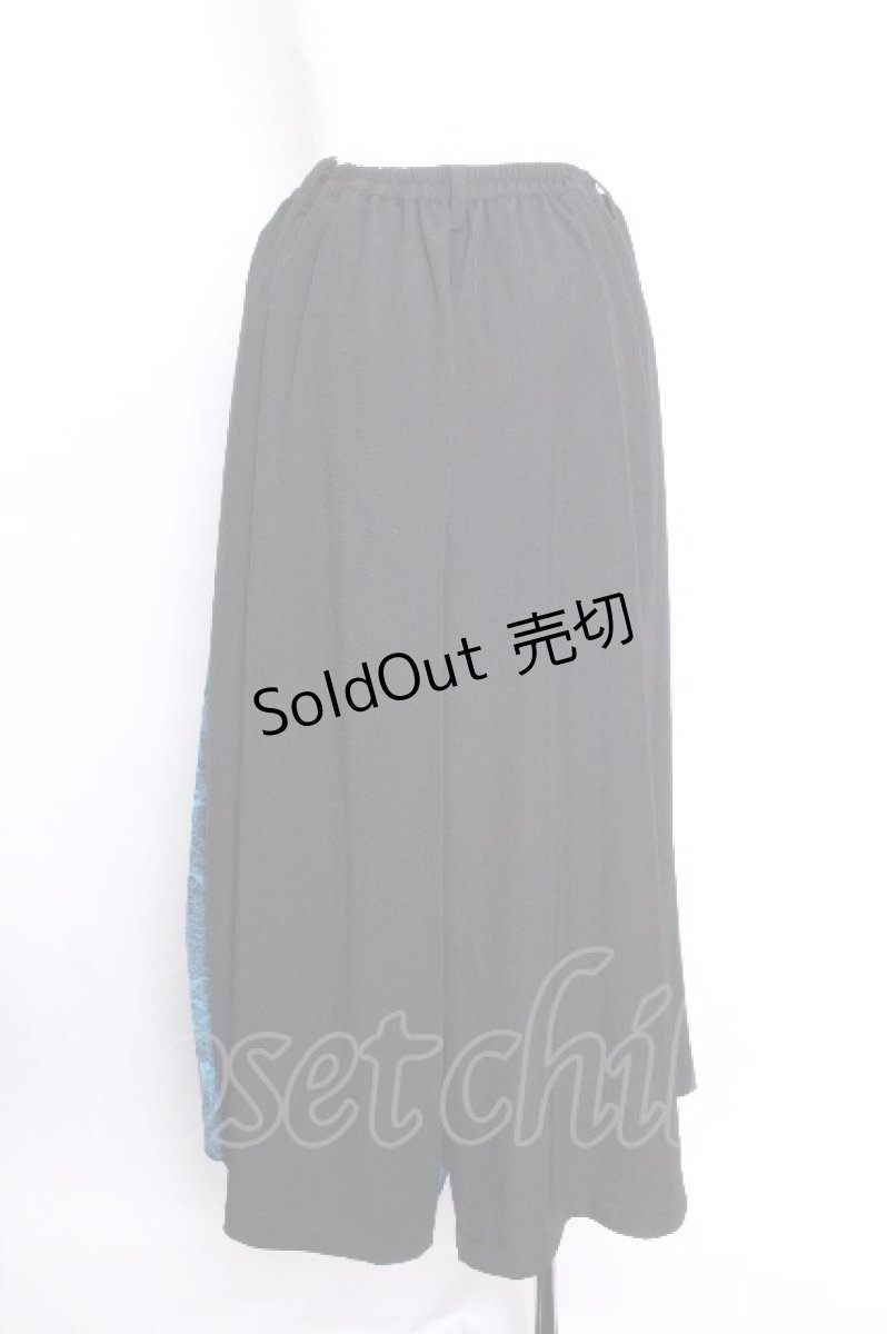画像2: Deorart / GOTH CHINA　HAKAMA風 アシンメトリ-ワイドパンツ  黒ｘ青 S-26-09-04-060-PU-PA-AS-ZS (2)